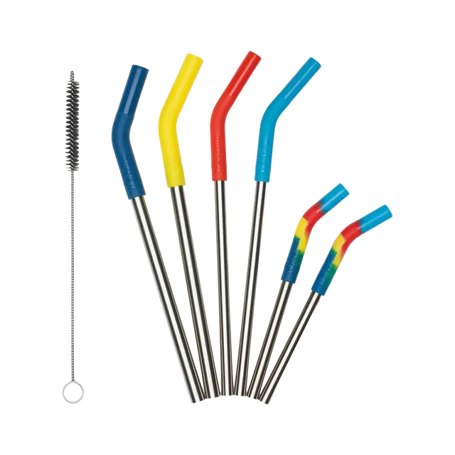 klean-kanteen-edelstahl-trinkhalme-6er-set-mit-trinkhalmb-rste-silikonspitzen-f- image 1