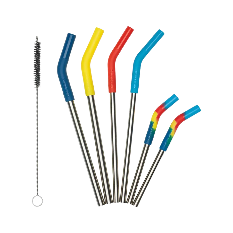 klean-kanteen-edelstahl-trinkhalme-6er-set-mit-trinkhalmb-rste-silikonspitzen-f- image 1
