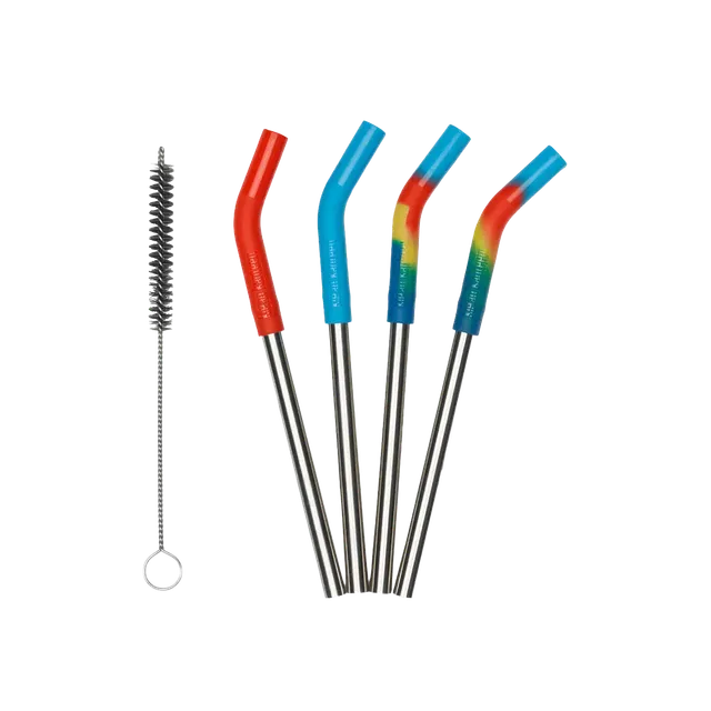 klean-kanteen-edelstahl-trinkhalme-kurz-8mm-4er-set-mit-trinkhalmb-rste-silikons image 1