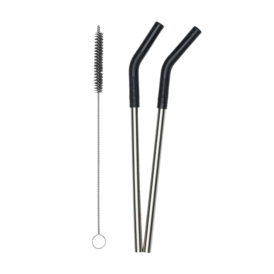 klean-kanteen-edelstahl-trinkhalme-2er-set-8mm-mit-trinkhalmb-rste-silikonspitze image 1