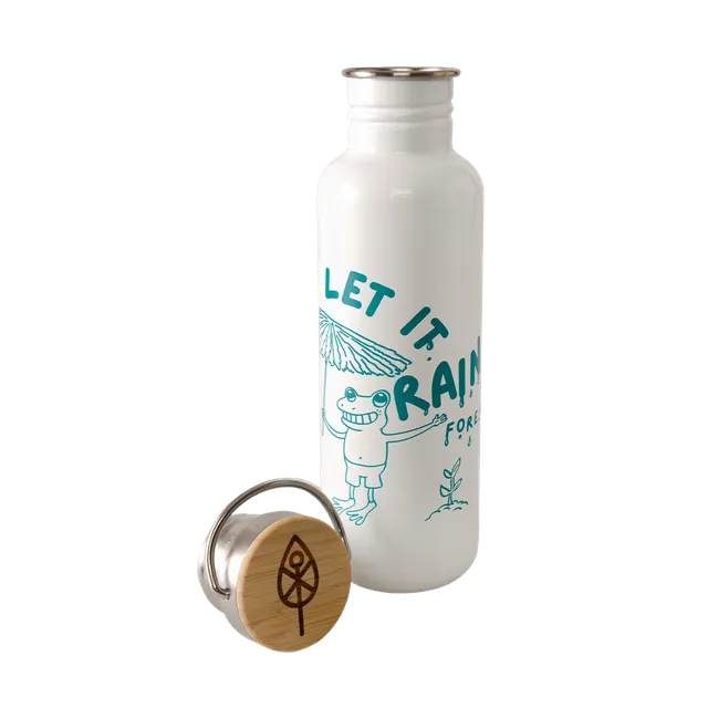 klean-kanteen-edelstahl-trinkflasche-classic-let-it-rain-forest-800ml-mit-bambus image 1