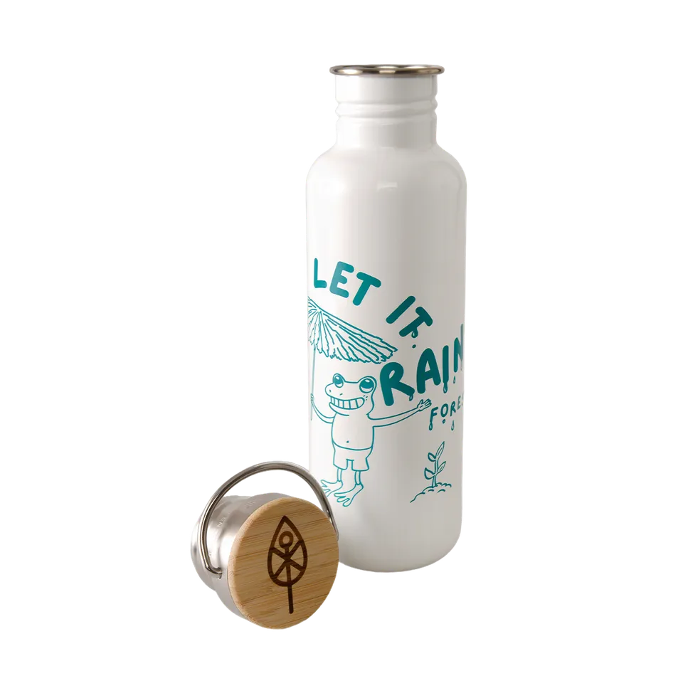 klean-kanteen-edelstahl-trinkflasche-classic-let-it-rain-forest-800ml-mit-bambus image 1