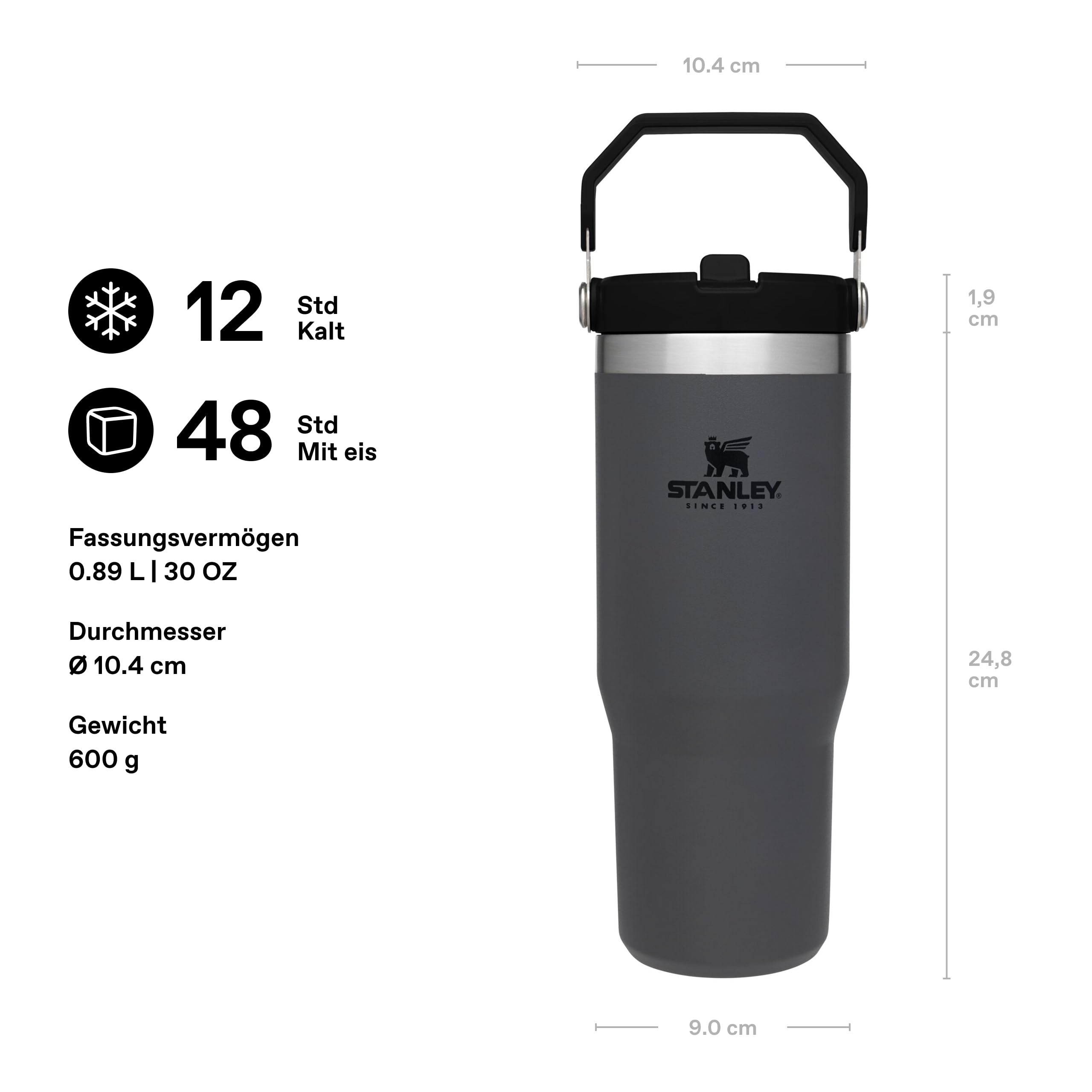 stanley-iceflow-flip-straw-trinkflasche-0-89l-charcoal-thermosflasche-mit-strohh image 2