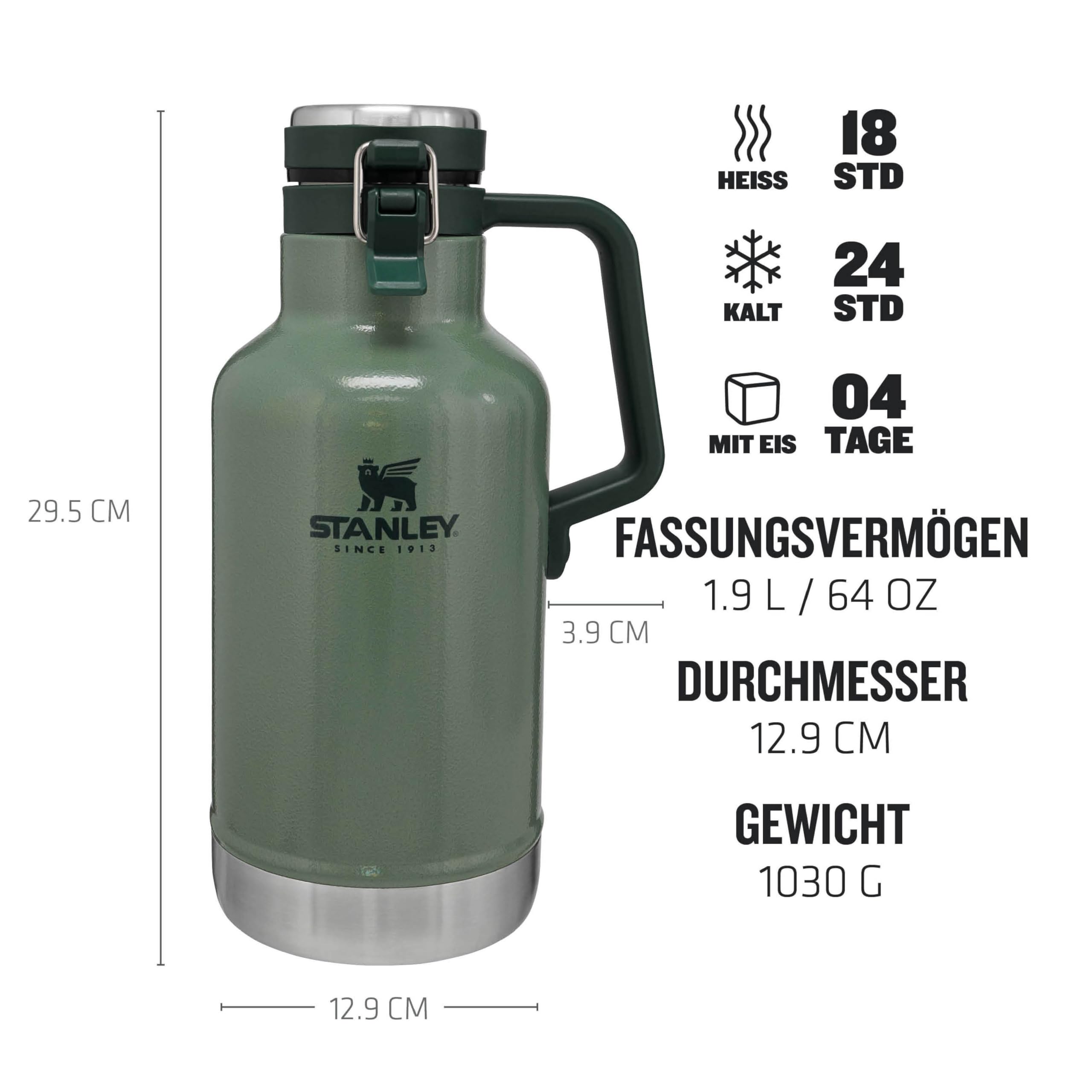 stanley-1913-classic-easy-pour-growler-thermoskanne-1-9-l-hammertone-green-bier- image 3