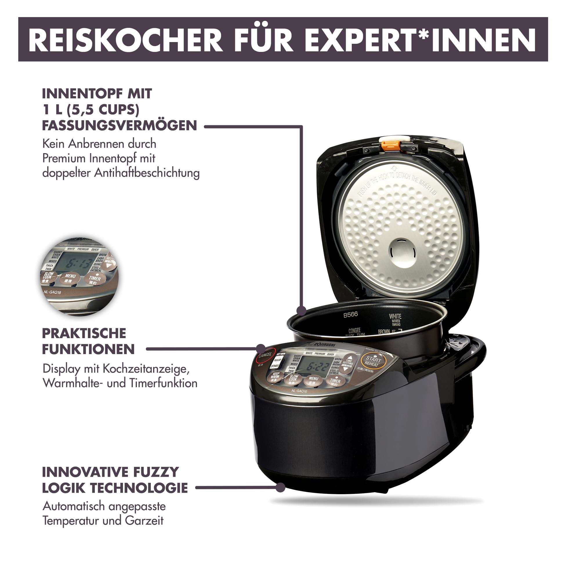 zojirushi-nl-gaq10-premium-reiskocher-1-0-l-made-in-japan-fuzzy-logic-warmhaltef image 2