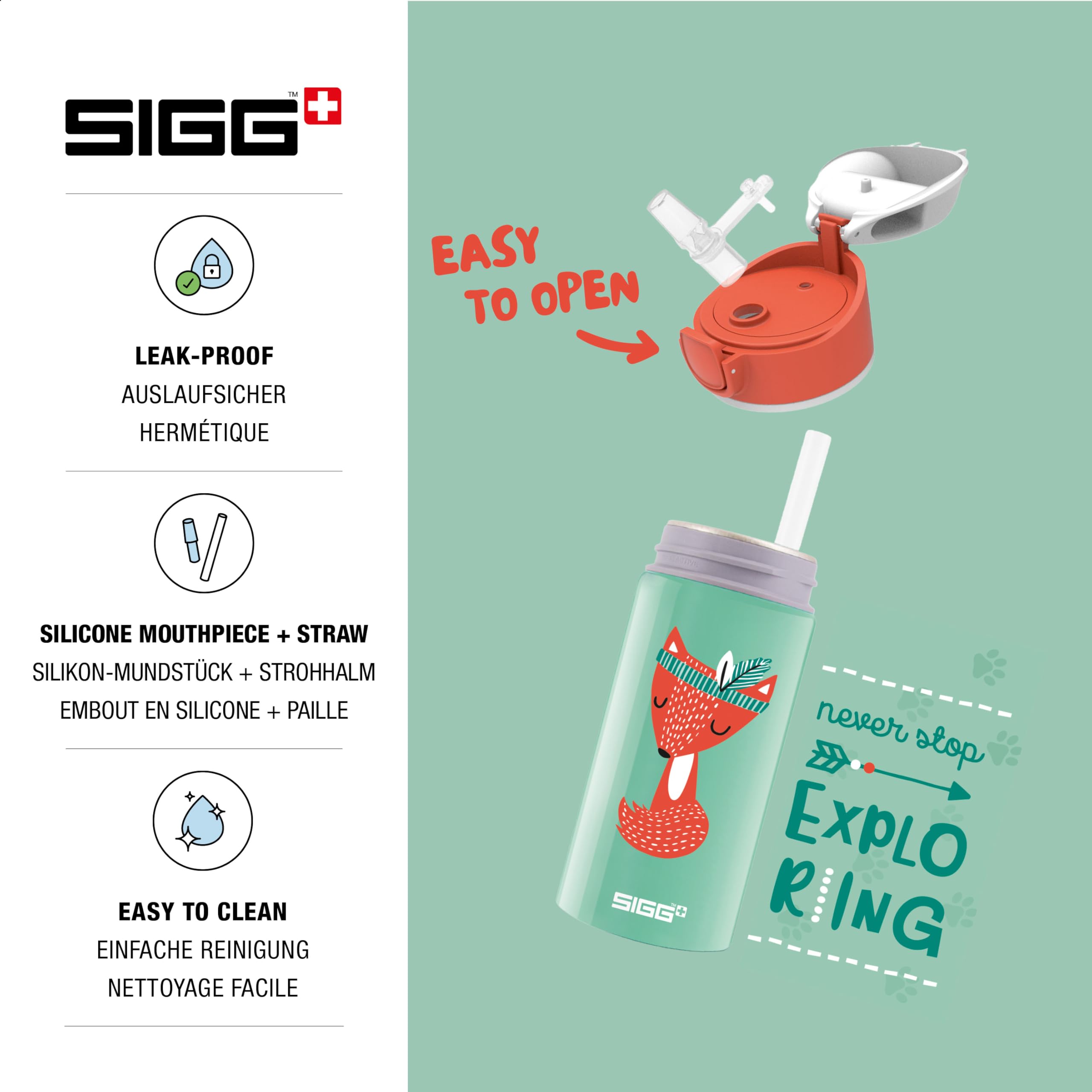 sigg-miracle-peaceful-kinder-trinkflasche-mit-trinkhalm-0-4-l-einh-ndig-bedienba image 3