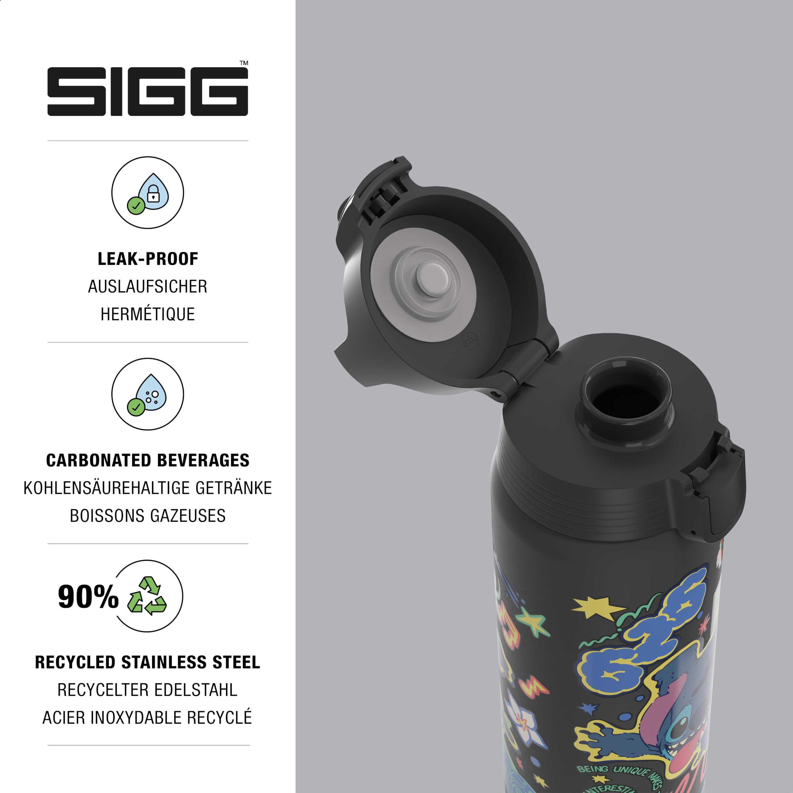 sigg-shield-one-disney-lilo-stitch-edelstahl-trinkflasche-0-75-l-black-auslaufsi image 2