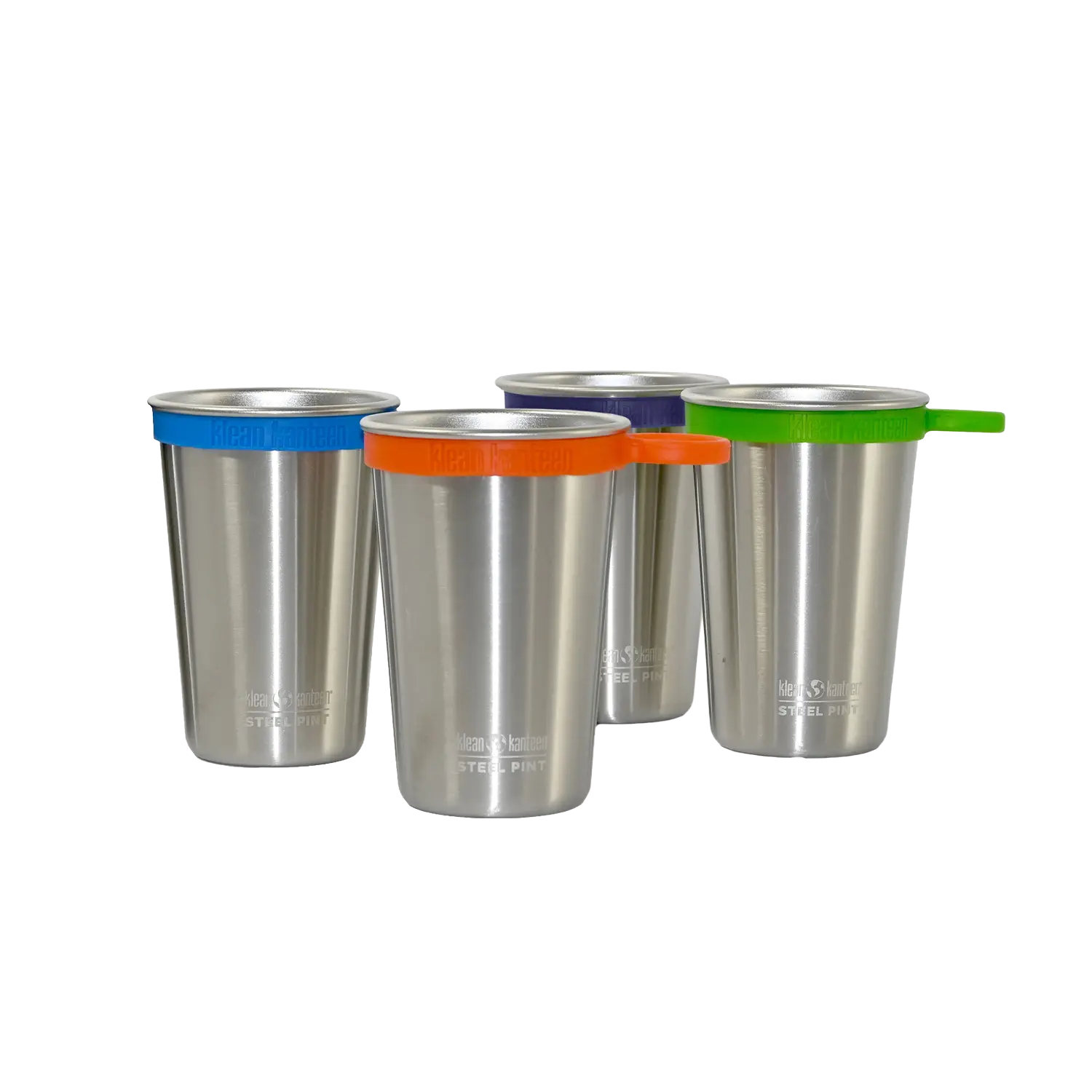 klean-kanteen-pint-cup-473-ml-4er-set-edelstahl-trinkbecher-mit-4-silikon-trager image 1