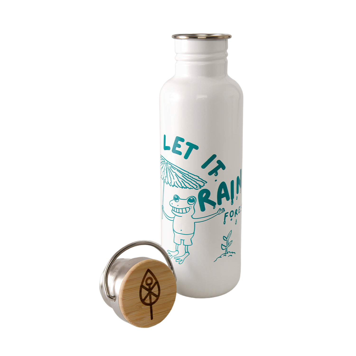 klean-kanteen-edelstahl-trinkflasche-classic-let-it-rain-forest-800ml-mit-bambus image 1