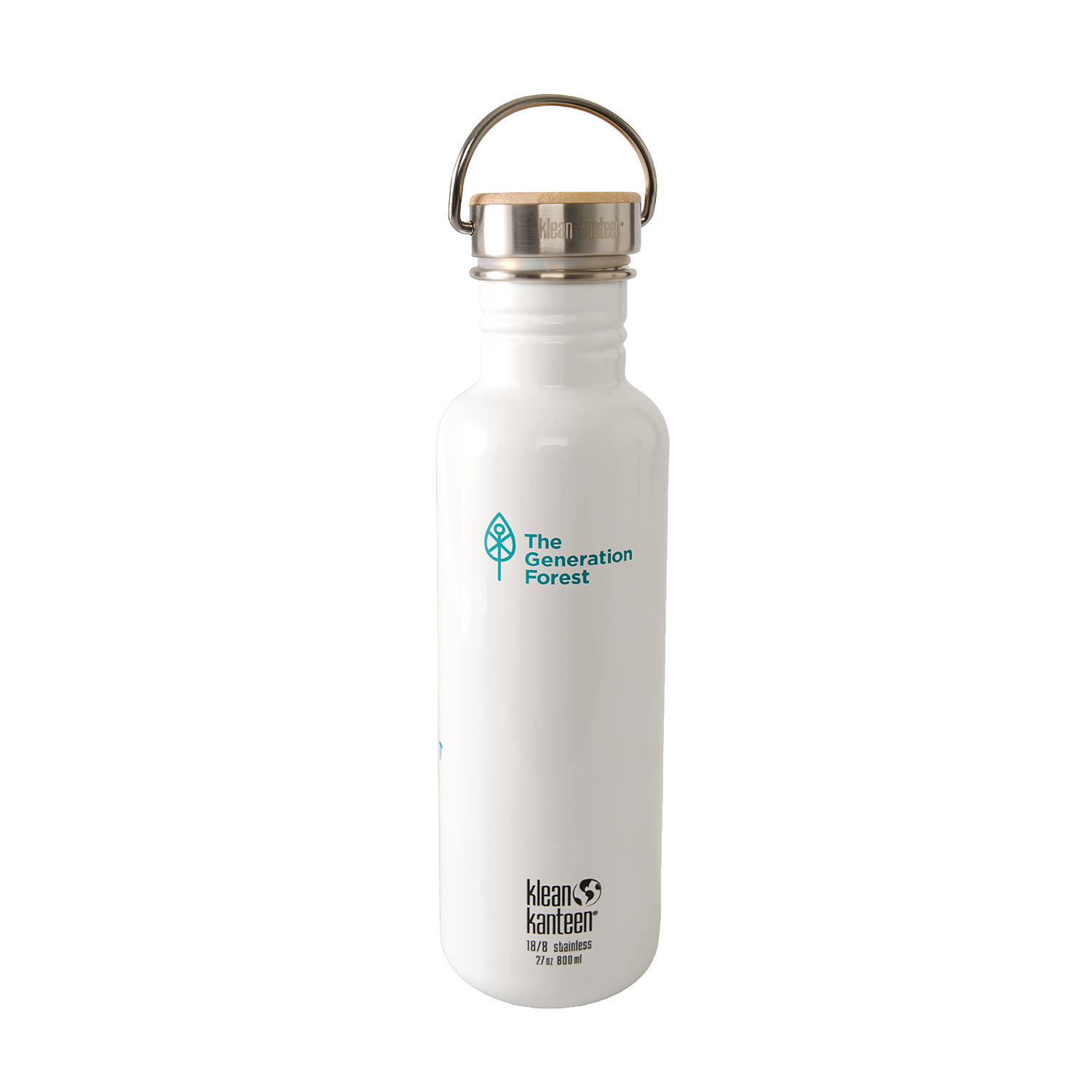 klean-kanteen-edelstahl-trinkflasche-classic-let-it-rain-forest-800ml-mit-bambus image 4