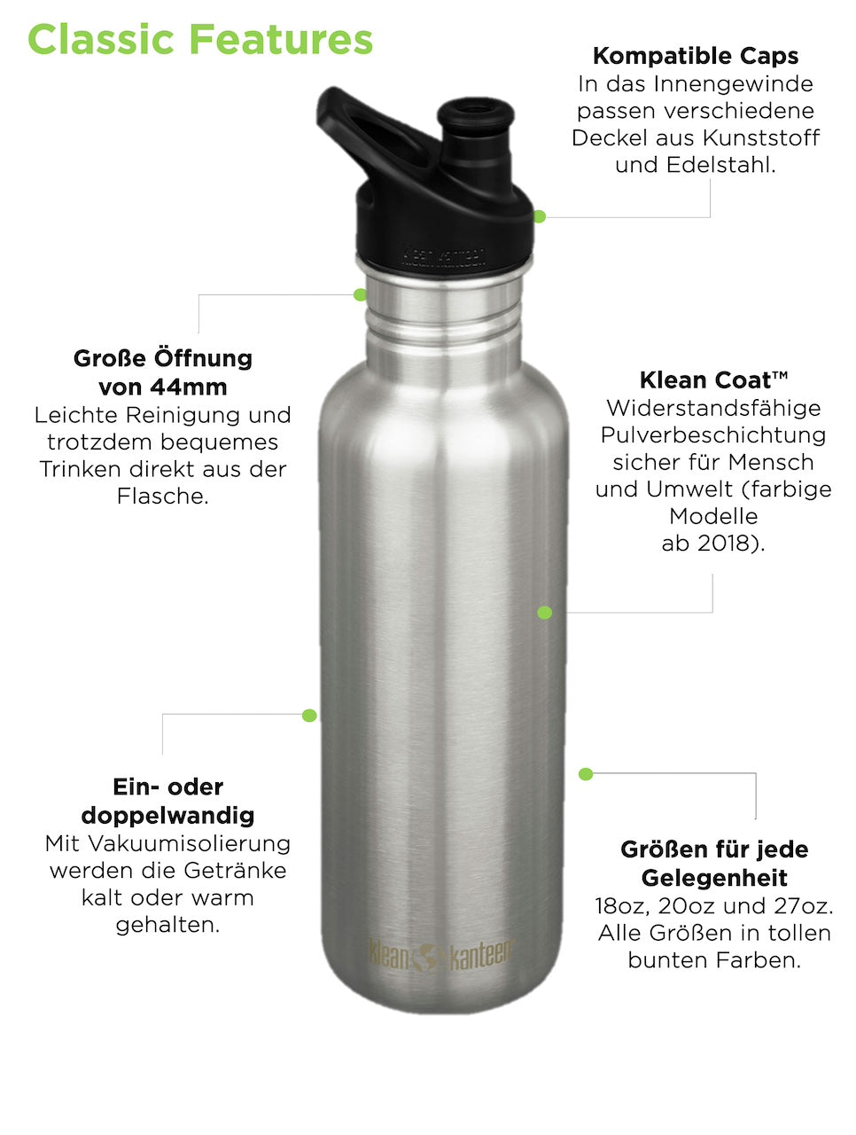 klean-kanteen-classic-592ml-edelstahl-isolierflasche-mit-loop-cap-doppelwandig-a image 6