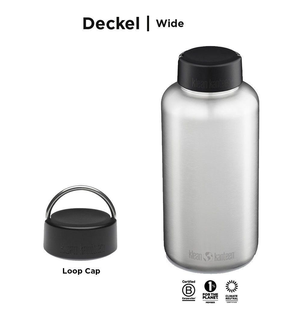 klean-kanteen-edelstahl-trinkflasche-wide-1900ml-mit-wide-loop-cap-brushed-stain image 7
